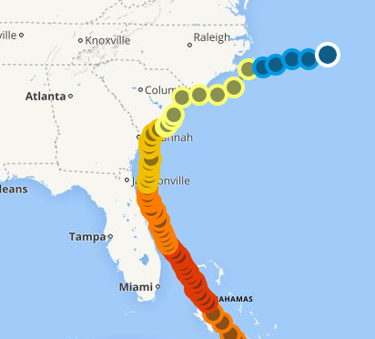 Path of Hurrican Matthew